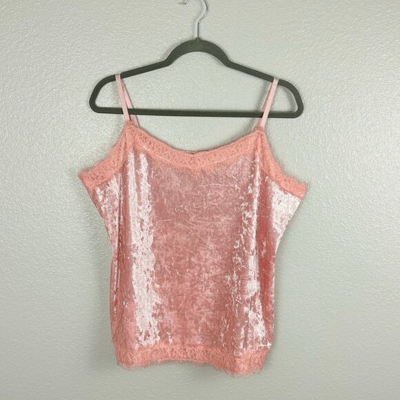 No Boundaries NoBo Juniors Size XXL 19 Sleeveless Pink Tank Top Lace Trim Fringe - Picture 1 of 5